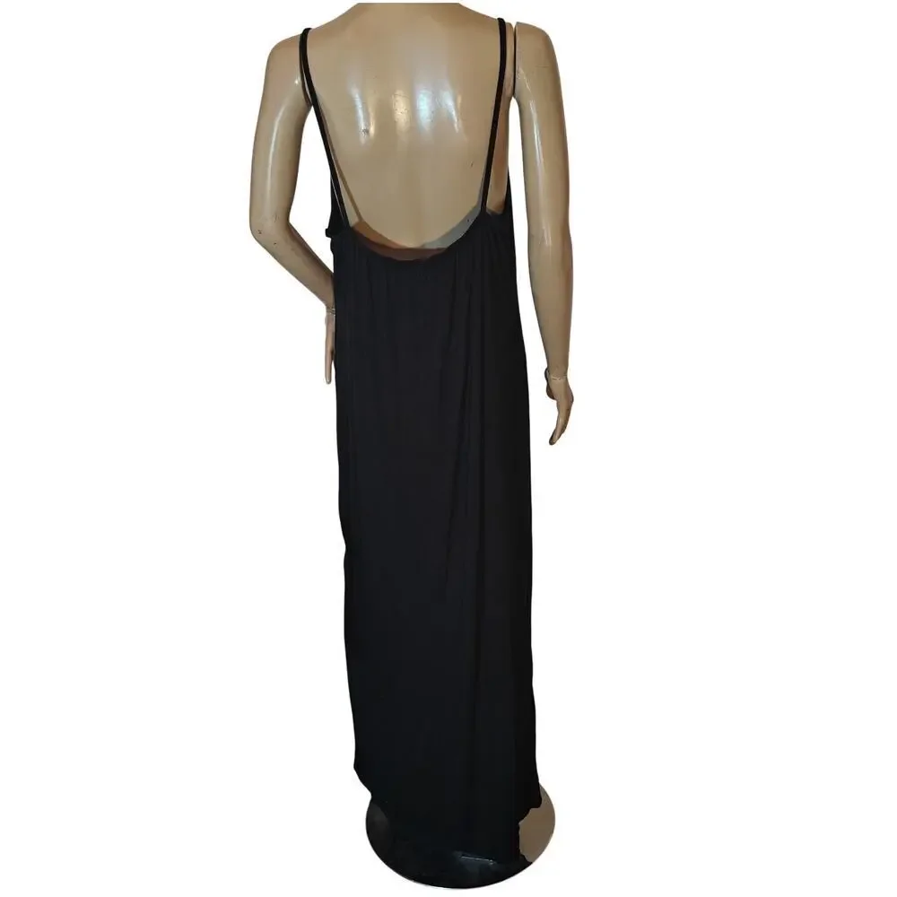 PrettyLittleThing Black Maxi Slip Dress Low Back Minimalist Size US 22